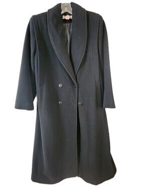 Forecaster Women's Double Breasted Overcoat Size 7/8 Black 100% Wool Vintage